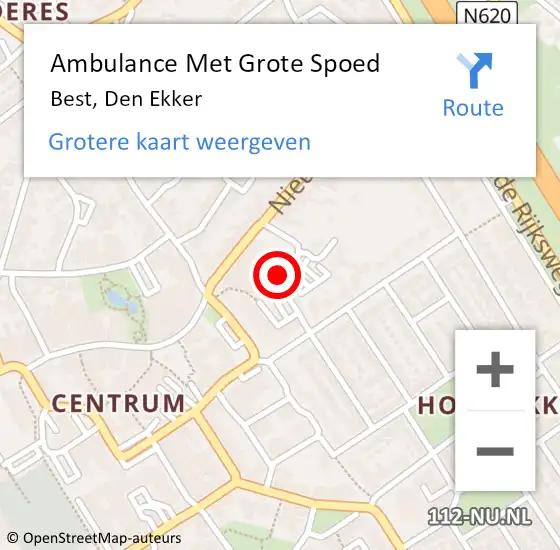 Locatie op kaart van de 112 melding: Ambulance Met Grote Spoed Naar Best, Den Ekker op 6 augustus 2019 00:23