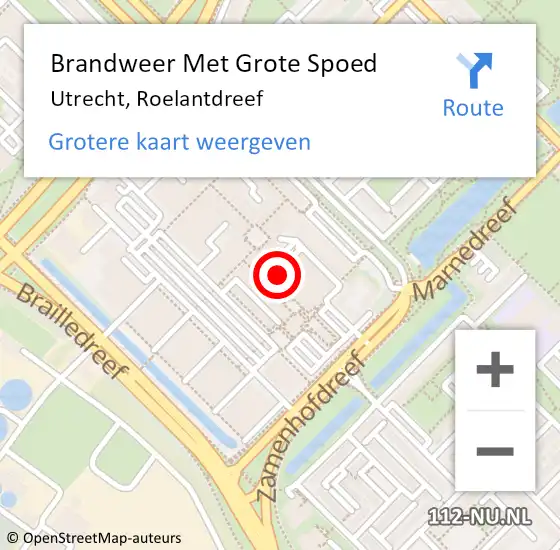 Locatie op kaart van de 112 melding: Brandweer Met Grote Spoed Naar Utrecht, Roelantdreef op 6 augustus 2019 10:03