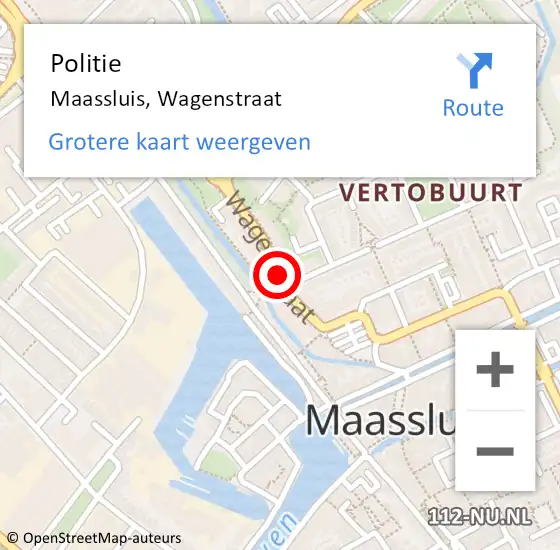 Locatie op kaart van de 112 melding: Politie Maassluis, Wagenstraat op 6 augustus 2019 12:54