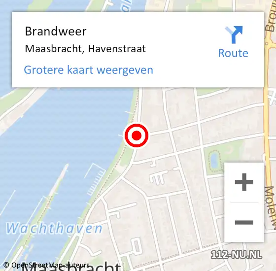 Locatie op kaart van de 112 melding: Brandweer Maasbracht, Havenstraat op 6 augustus 2019 15:04