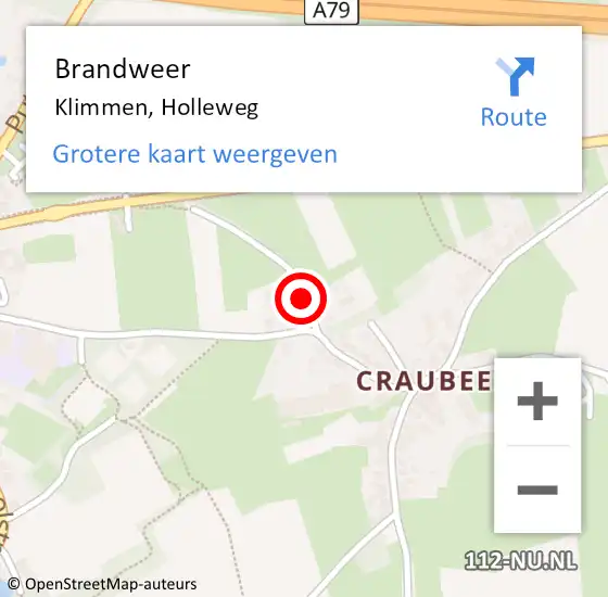 Locatie op kaart van de 112 melding: Brandweer Klimmen, Holleweg op 9 april 2014 21:23
