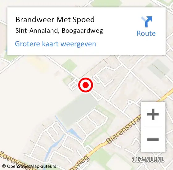 Locatie op kaart van de 112 melding: Brandweer Met Spoed Naar Sint-Annaland, Boogaardweg op 6 augustus 2019 17:26