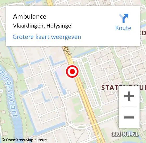 Locatie op kaart van de 112 melding: Ambulance Vlaardingen, Holysingel op 6 augustus 2019 20:35