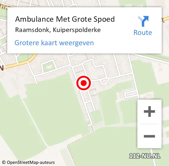 Locatie op kaart van de 112 melding: Ambulance Met Grote Spoed Naar Raamsdonk, Kuiperspolderke op 6 augustus 2019 22:46