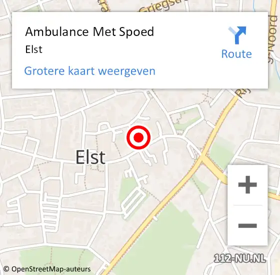 Locatie op kaart van de 112 melding: Ambulance Met Spoed Naar Elst op 7 augustus 2019 08:14