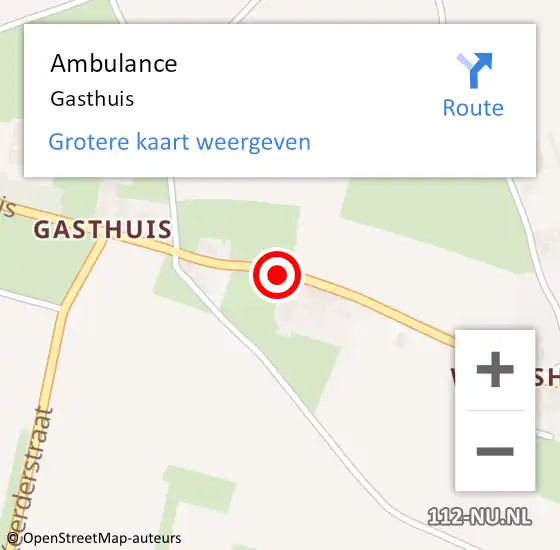 Locatie op kaart van de 112 melding: Ambulance Gasthuis op 7 augustus 2019 09:33