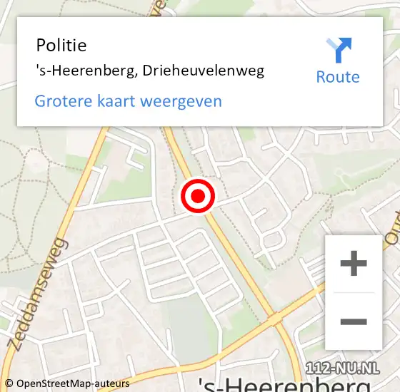Locatie op kaart van de 112 melding: Politie 's-Heerenberg, Drieheuvelenweg op 7 augustus 2019 11:37