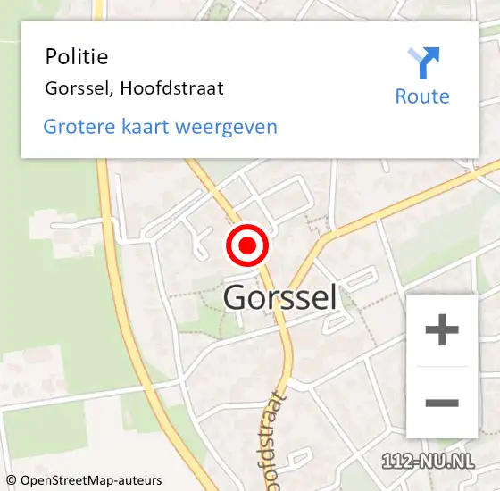 Locatie op kaart van de 112 melding: Politie Gorssel, Hoofdstraat op 7 augustus 2019 15:11