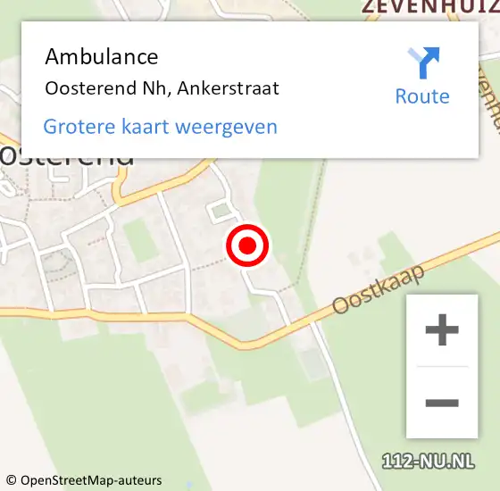 Locatie op kaart van de 112 melding: Ambulance Oosterend Nh, Ankerstraat op 7 augustus 2019 15:51