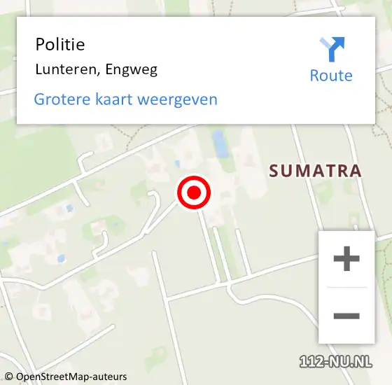 Locatie op kaart van de 112 melding: Politie Lunteren, Engweg op 7 augustus 2019 16:33