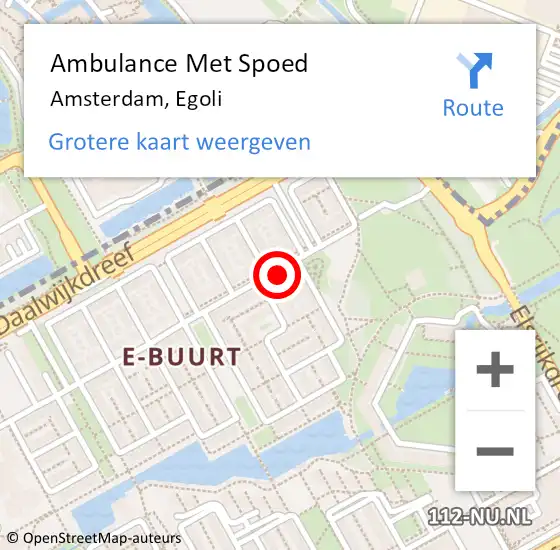 Locatie op kaart van de 112 melding: Ambulance Met Spoed Naar Amsterdam, Egoli op 7 augustus 2019 18:24