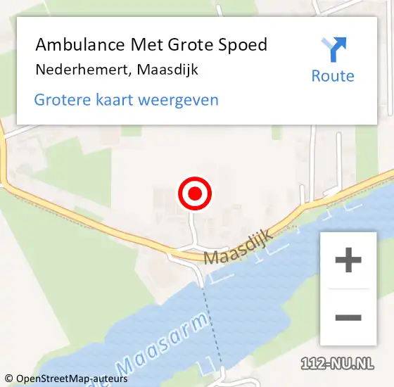 Locatie op kaart van de 112 melding: Ambulance Met Grote Spoed Naar Nederhemert, Maasdijk op 8 augustus 2019 08:44