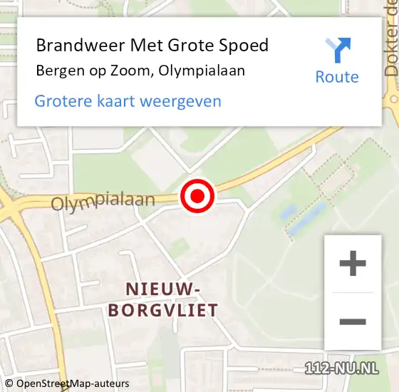 Locatie op kaart van de 112 melding: Brandweer Met Grote Spoed Naar Bergen op Zoom, Olympialaan op 8 augustus 2019 10:04