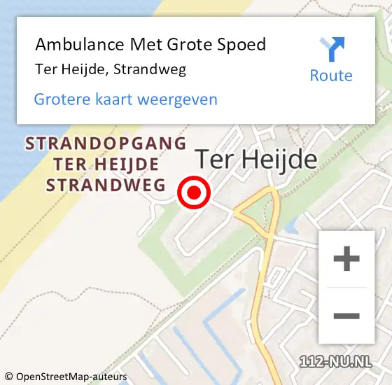 Locatie op kaart van de 112 melding: Ambulance Met Grote Spoed Naar Ter Heijde, Strandweg op 8 augustus 2019 10:23