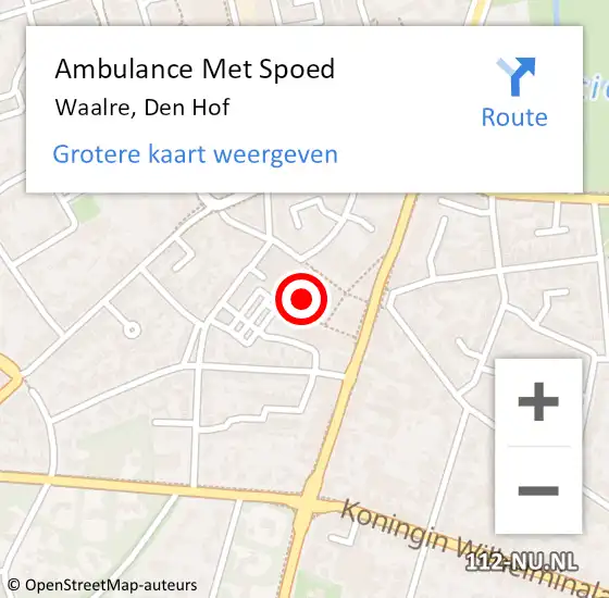 Locatie op kaart van de 112 melding: Ambulance Met Spoed Naar Waalre, Den Hof op 8 augustus 2019 12:43