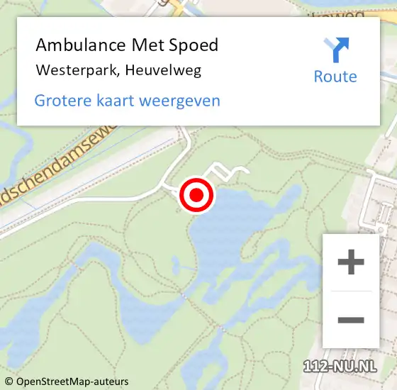 Locatie op kaart van de 112 melding: Ambulance Met Spoed Naar Westerpark, Heuvelweg op 8 augustus 2019 15:07
