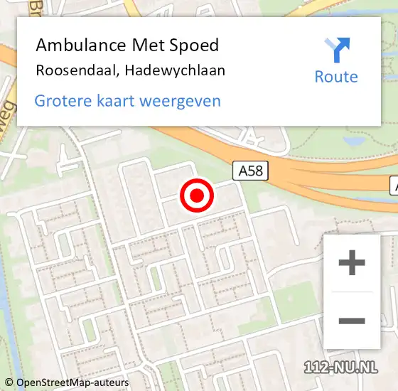 Locatie op kaart van de 112 melding: Ambulance Met Spoed Naar Roosendaal, Hadewychlaan op 10 april 2014 06:46