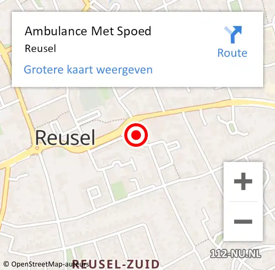 Locatie op kaart van de 112 melding: Ambulance Met Spoed Naar Reusel op 8 augustus 2019 19:09