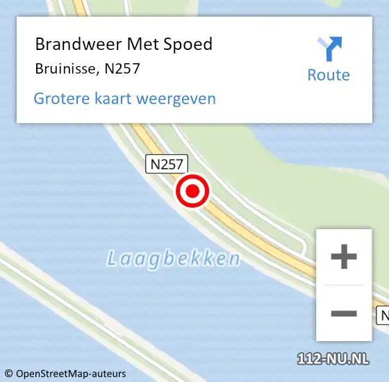 Locatie op kaart van de 112 melding: Brandweer Met Spoed Naar Bruinisse, N257 op 8 augustus 2019 21:06