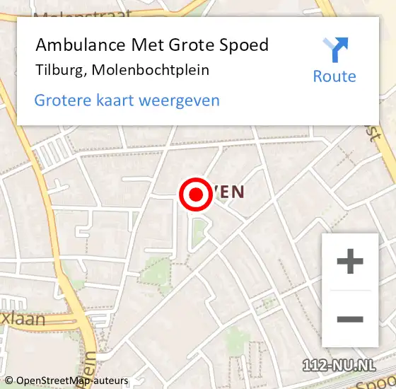 Locatie op kaart van de 112 melding: Ambulance Met Grote Spoed Naar Tilburg, Molenbochtplein op 9 augustus 2019 07:04
