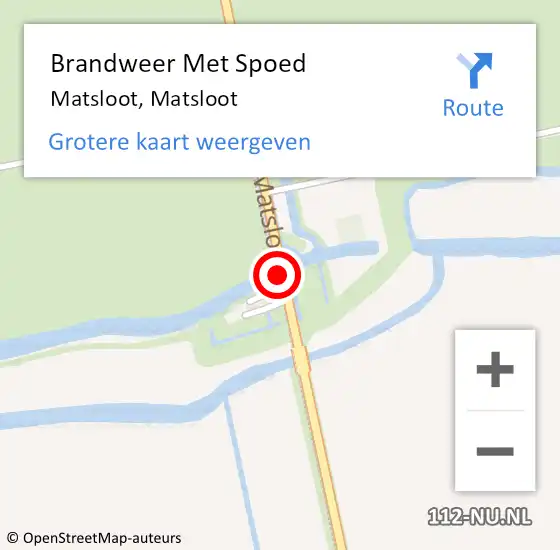 Locatie op kaart van de 112 melding: Brandweer Met Spoed Naar Matsloot, Matsloot op 9 augustus 2019 08:29