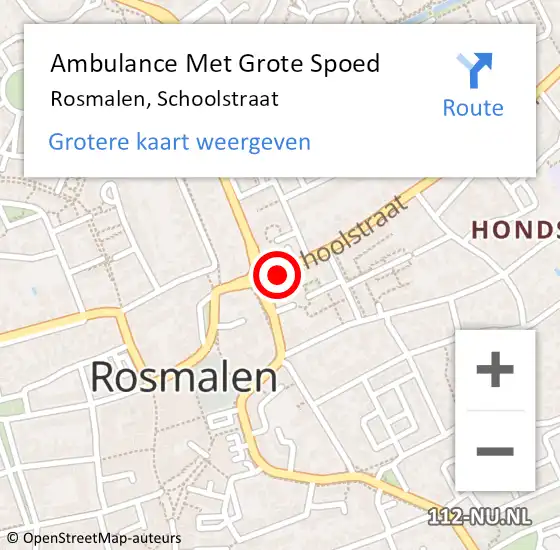 Locatie op kaart van de 112 melding: Ambulance Met Grote Spoed Naar Rosmalen, Schoolstraat op 9 augustus 2019 13:54