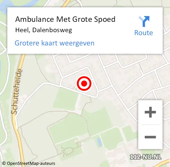 Locatie op kaart van de 112 melding: Ambulance Met Grote Spoed Naar Heel, Dalenbosweg op 9 augustus 2019 16:21