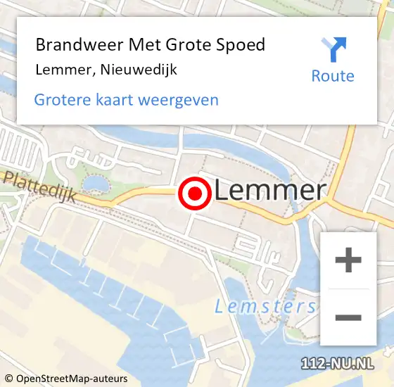 Locatie op kaart van de 112 melding: Brandweer Met Grote Spoed Naar Lemmer, Nieuwedijk op 9 augustus 2019 16:36