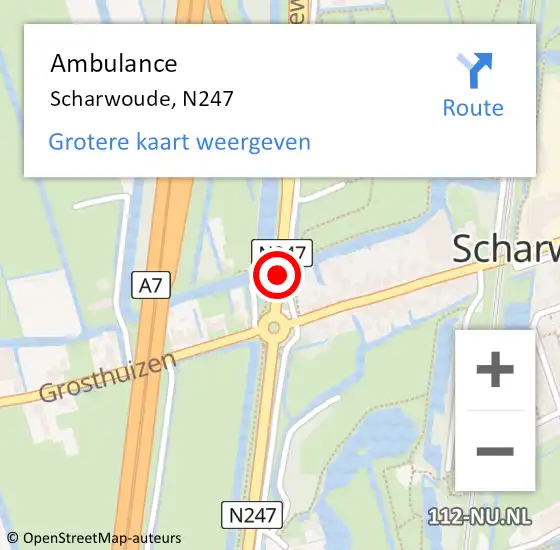 Locatie op kaart van de 112 melding: Ambulance Scharwoude, N247 op 9 augustus 2019 18:50