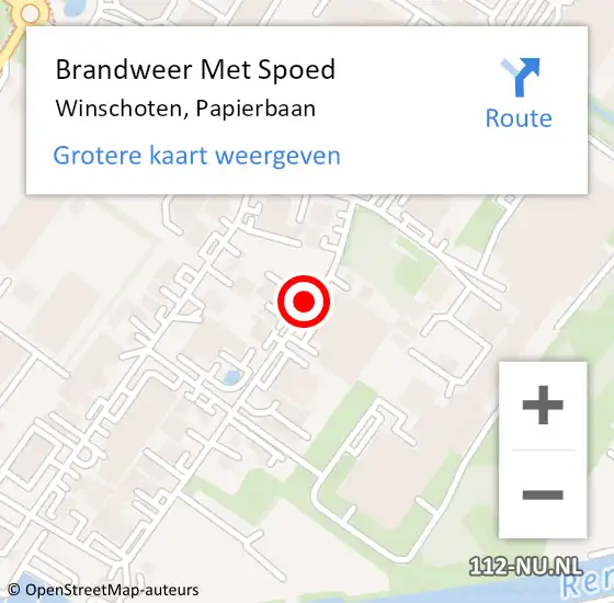Locatie op kaart van de 112 melding: Brandweer Met Spoed Naar Winschoten, Papierbaan op 9 augustus 2019 19:38