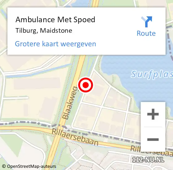 Locatie op kaart van de 112 melding: Ambulance Met Spoed Naar Tilburg, Maidstone op 10 augustus 2019 00:26
