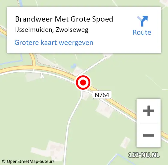 Locatie op kaart van de 112 melding: Brandweer Met Grote Spoed Naar IJsselmuiden, Zwolseweg op 10 augustus 2019 02:23
