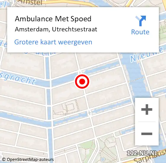 Locatie op kaart van de 112 melding: Ambulance Met Spoed Naar Amsterdam, Utrechtsestraat op 10 augustus 2019 02:41
