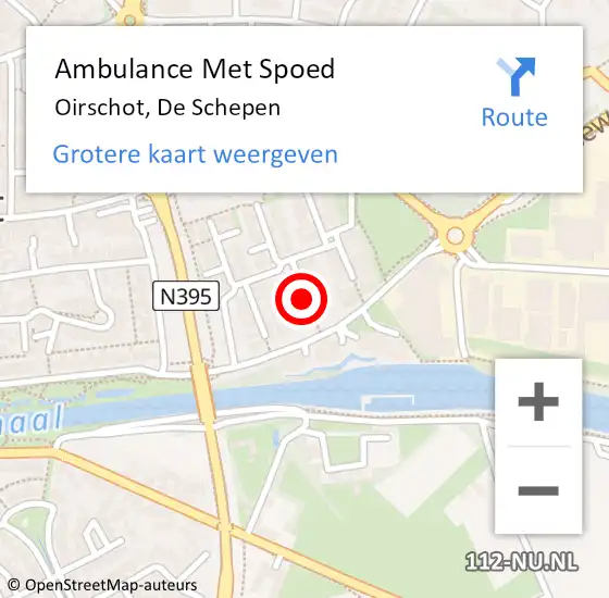 Locatie op kaart van de 112 melding: Ambulance Met Spoed Naar Oirschot, De Schepen op 10 augustus 2019 07:16
