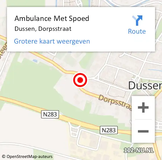 Locatie op kaart van de 112 melding: Ambulance Met Spoed Naar Dussen, Dorpsstraat op 10 augustus 2019 07:25