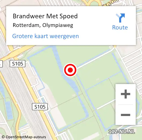 Locatie op kaart van de 112 melding: Brandweer Met Spoed Naar Rotterdam, Olympiaweg op 10 augustus 2019 10:45