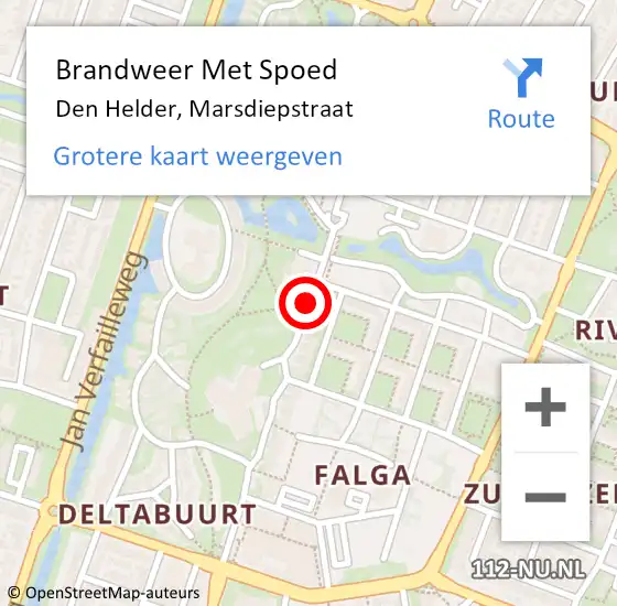 Locatie op kaart van de 112 melding: Brandweer Met Spoed Naar Den Helder, Marsdiepstraat op 10 augustus 2019 10:45