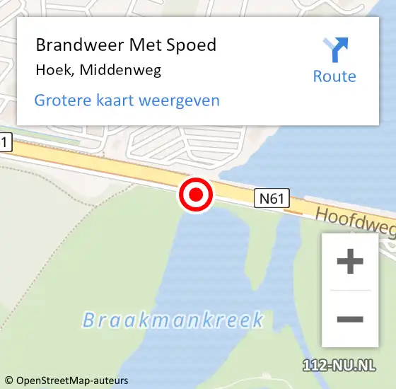 Locatie op kaart van de 112 melding: Brandweer Met Spoed Naar Hoek, Middenweg op 10 augustus 2019 11:28