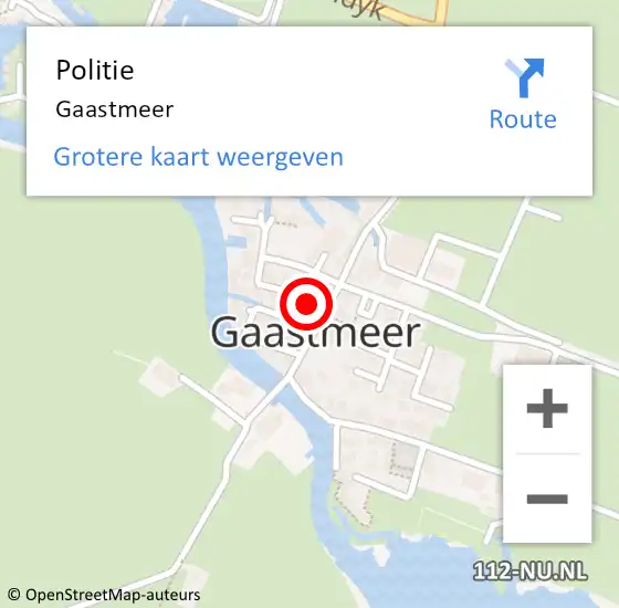 Locatie op kaart van de 112 melding: Politie Gaastmeer op 10 augustus 2019 11:33