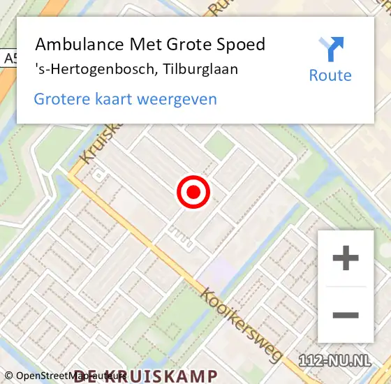 Locatie op kaart van de 112 melding: Ambulance Met Grote Spoed Naar 's-Hertogenbosch, Tilburglaan op 10 augustus 2019 13:14