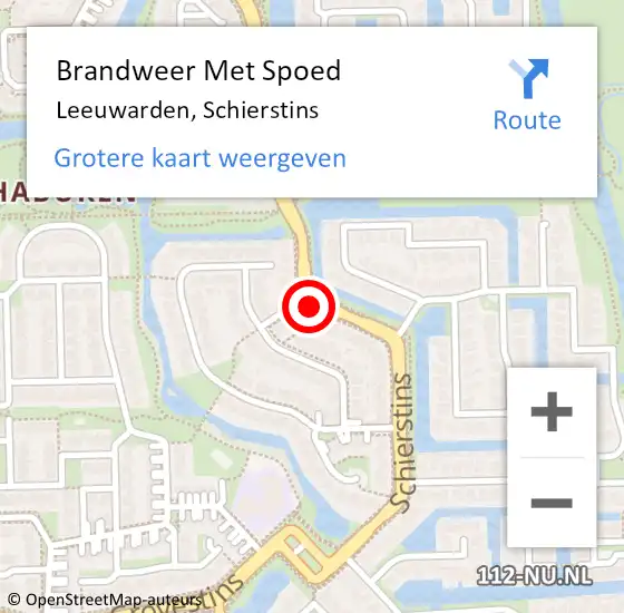 Locatie op kaart van de 112 melding: Brandweer Met Spoed Naar Leeuwarden, Schierstins op 10 augustus 2019 13:41
