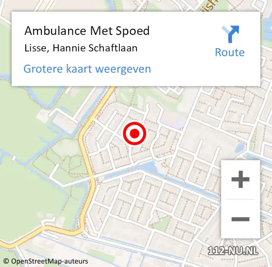 Locatie op kaart van de 112 melding: Ambulance Met Spoed Naar Lisse, Hannie Schaftlaan op 10 augustus 2019 13:55