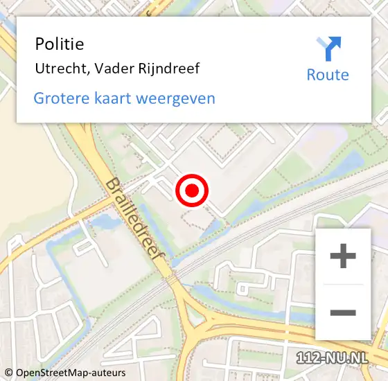 Locatie op kaart van de 112 melding: Politie Utrecht, Vader Rijndreef op 10 augustus 2019 15:09