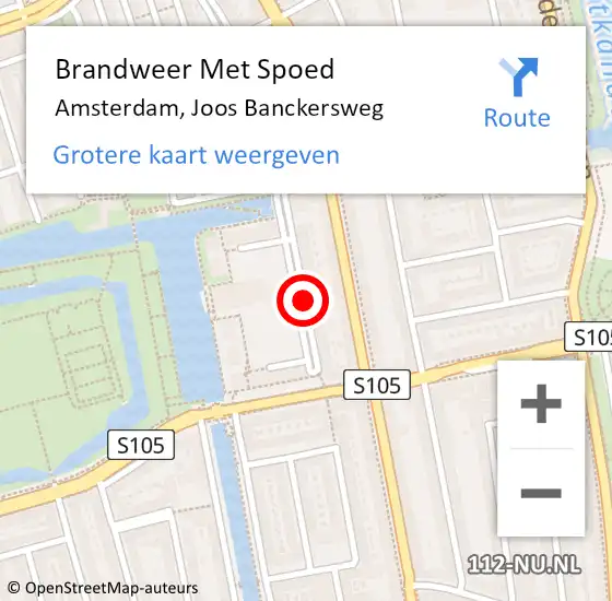 Locatie op kaart van de 112 melding: Brandweer Met Spoed Naar Amsterdam, Joos Banckersweg op 10 augustus 2019 15:41