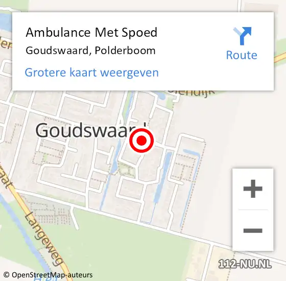 Locatie op kaart van de 112 melding: Ambulance Met Spoed Naar Goudswaard, Polderboom op 10 augustus 2019 16:59