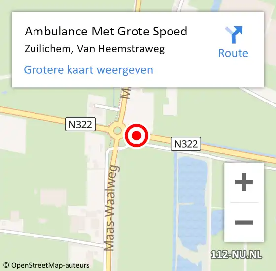 Locatie op kaart van de 112 melding: Ambulance Met Grote Spoed Naar Zuilichem, Van Heemstraweg op 10 augustus 2019 17:09