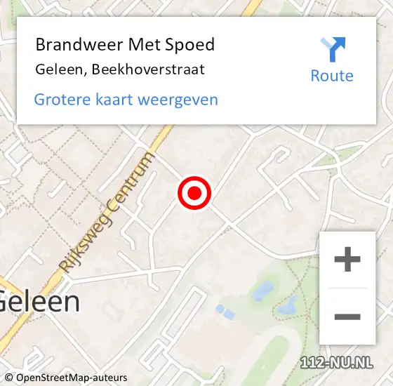 Locatie op kaart van de 112 melding: Brandweer Met Spoed Naar Geleen, Beekhoverstraat op 10 augustus 2019 18:50