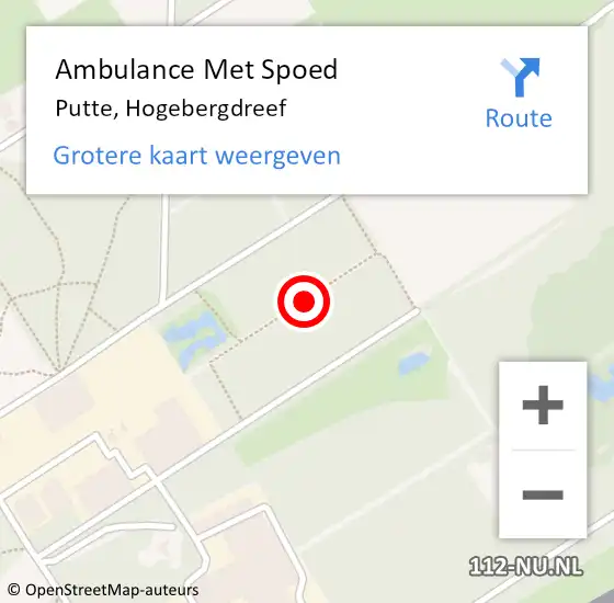 Locatie op kaart van de 112 melding: Ambulance Met Spoed Naar Putte, Hogebergdreef op 10 augustus 2019 19:00