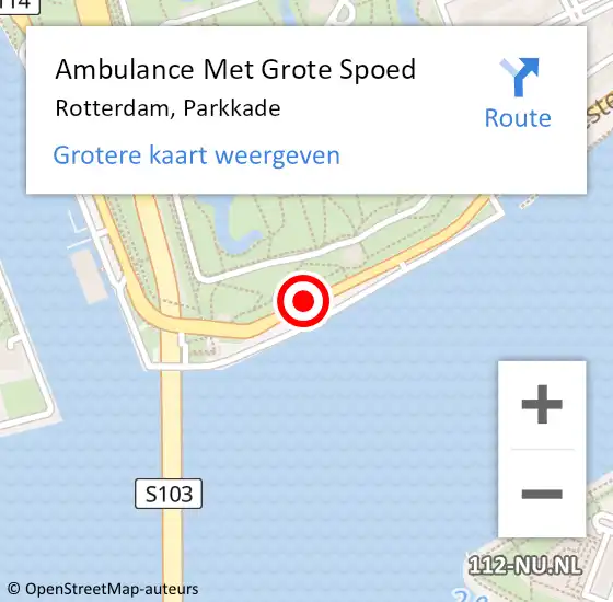 Locatie op kaart van de 112 melding: Ambulance Met Grote Spoed Naar Rotterdam, Parkkade op 10 augustus 2019 20:52