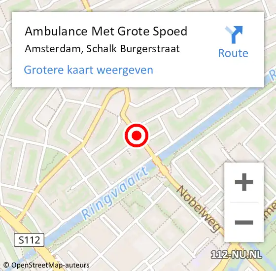 Locatie op kaart van de 112 melding: Ambulance Met Grote Spoed Naar Amsterdam, Schalk Burgerstraat op 10 augustus 2019 22:02